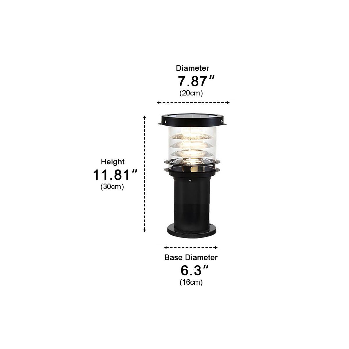 LED-Sockelleuchte Mehrschichtiger Zylinder Schwarz Bronze Gartenwegbeleuchtung IP65 Wasserdichte Außenbeleuchtung Gartenweg | Sansoti