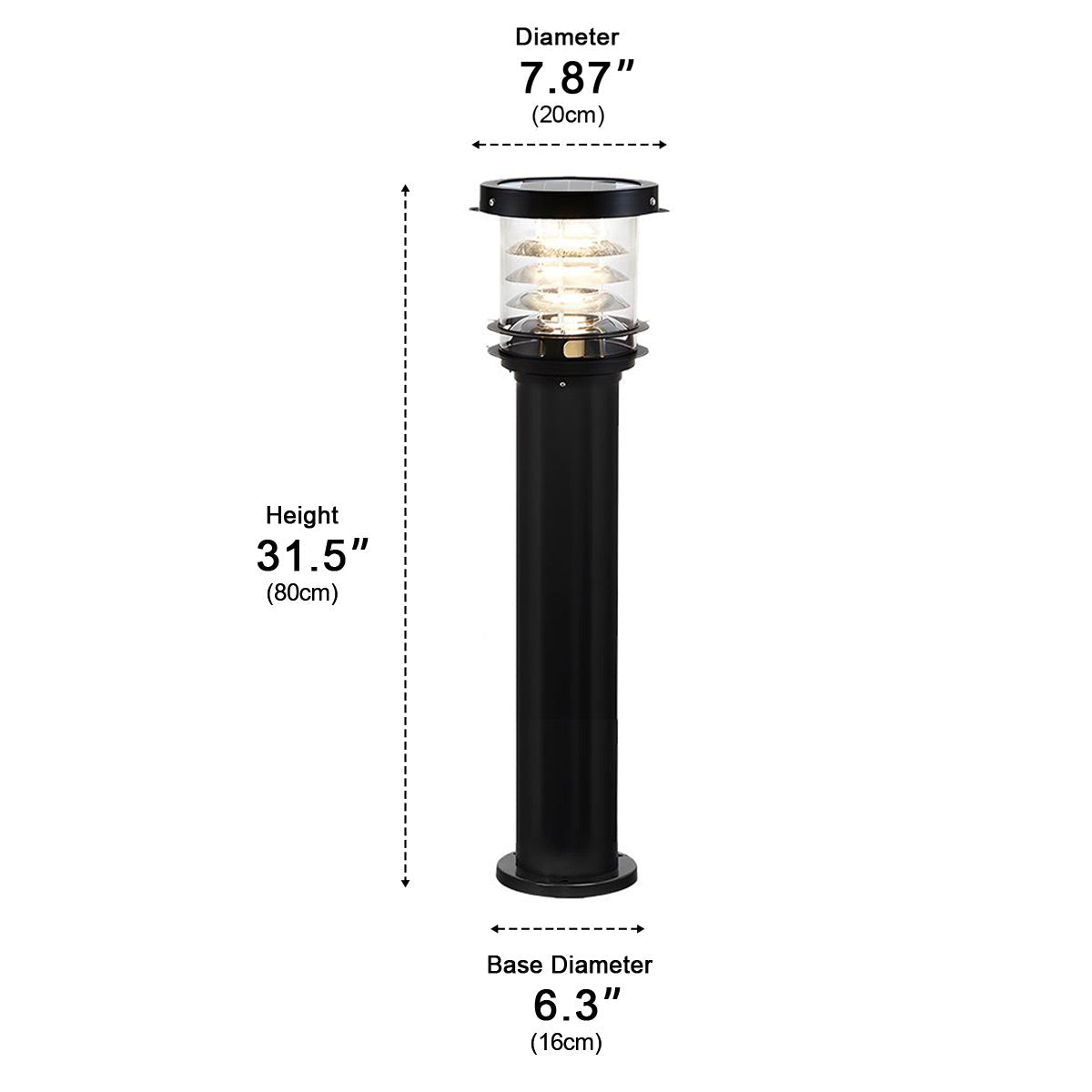 LED-Sockelleuchte Mehrschichtiger Zylinder Schwarz Bronze Gartenwegbeleuchtung IP65 Wasserdichte Außenbeleuchtung Gartenweg | Sansoti
