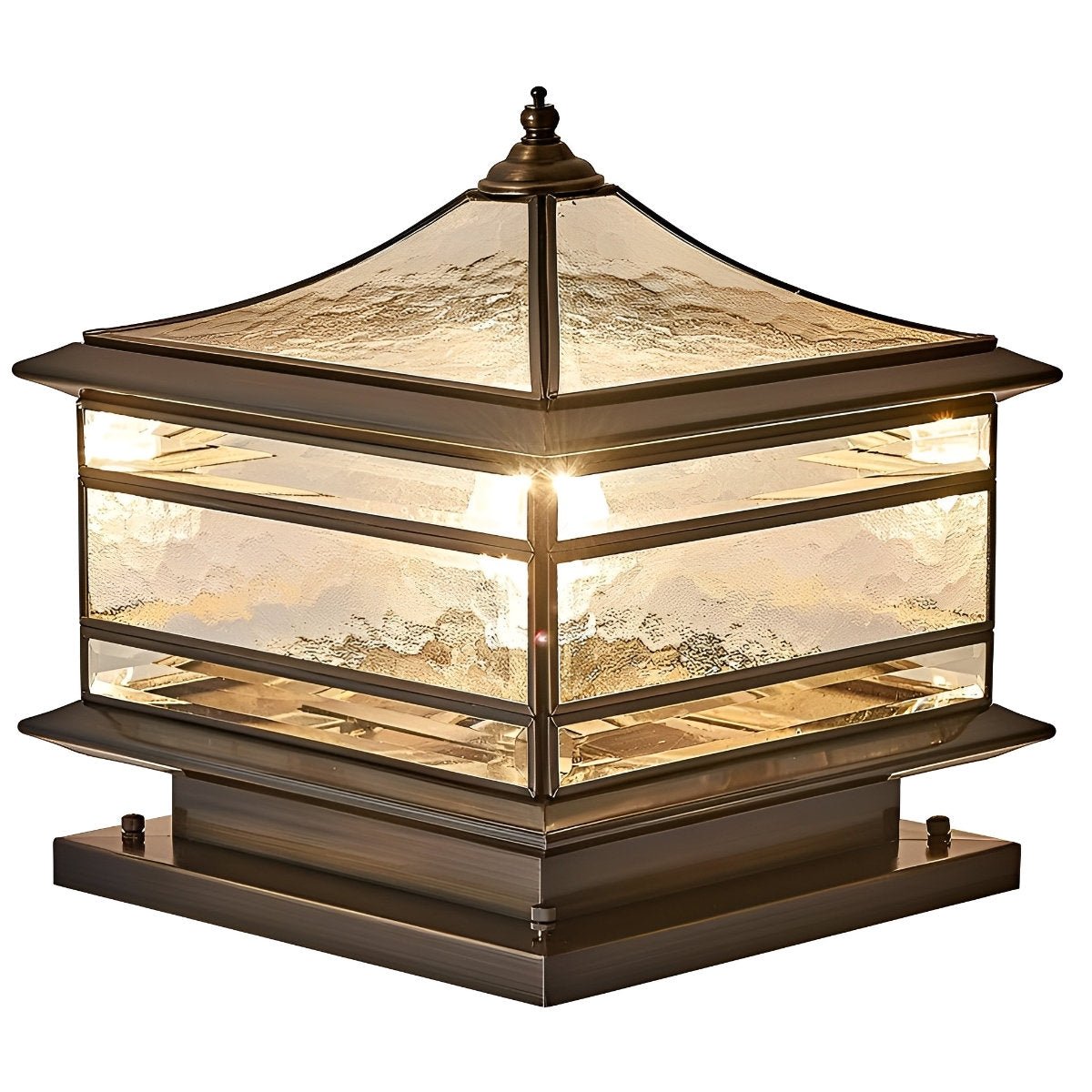 Paallamp Koper Glas IP65 Zonne-energie Bedraad Tuin Hek Poort Villa Buitenlamp Sokkel Kolom Klassiek Sfeerverlichting | Sansoti