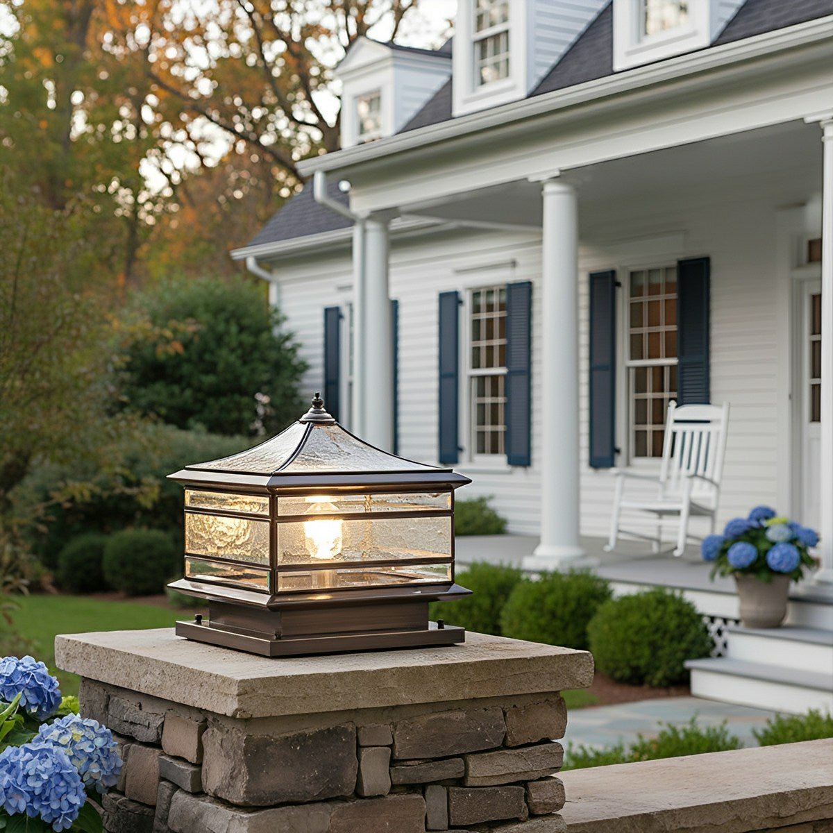 Copper Post Cap Lamp for Fence Post with Tempered Glass IP65 Waterproof Garden Lighting Vintage Column Outdoor Lamp | Sansoti