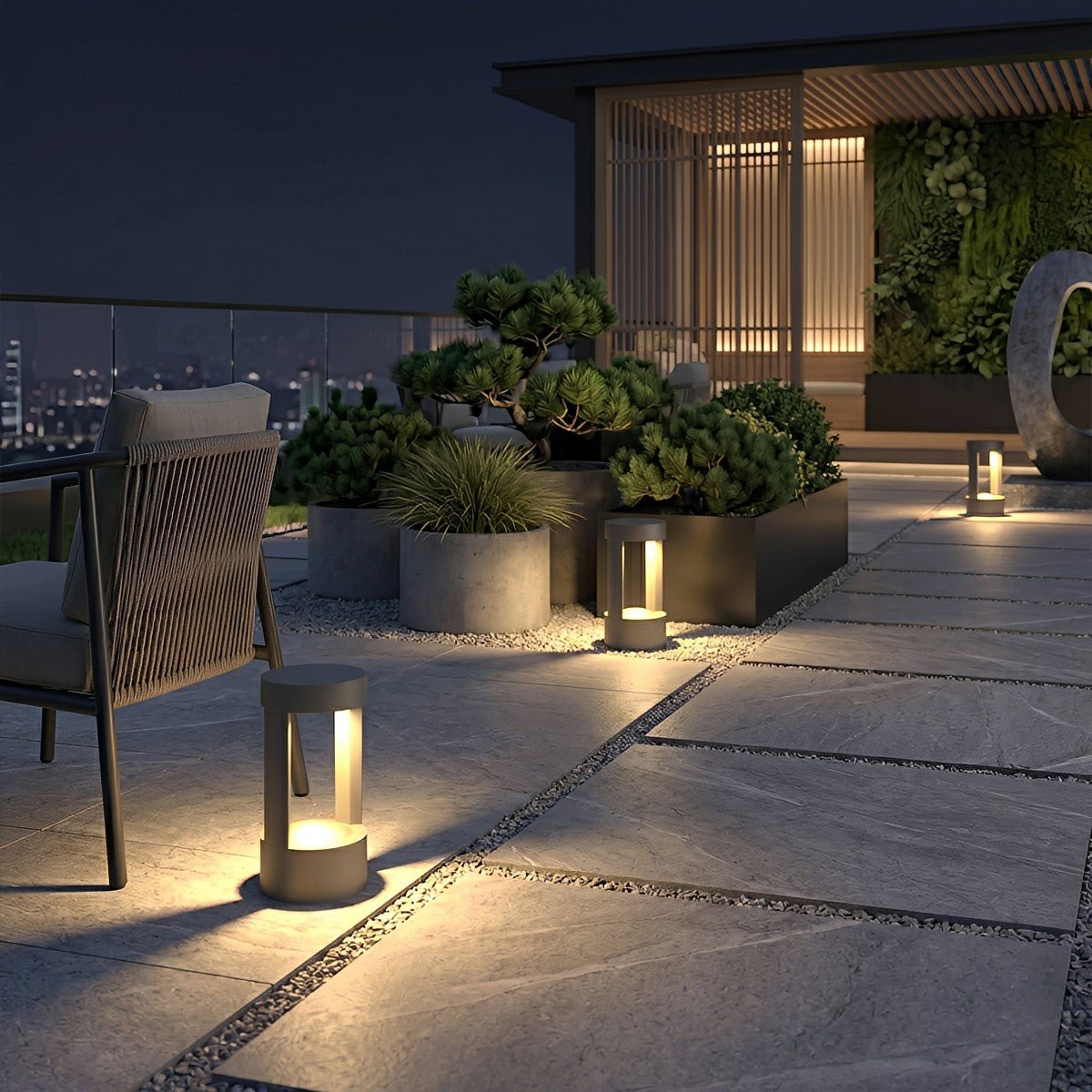 Buitenlamp Sokkellicht Aluminium Zwart IP65 Waterdicht LED 7W Warm Wit Tuin Oprit Pad Terras Tuinverlichting | Sansoti