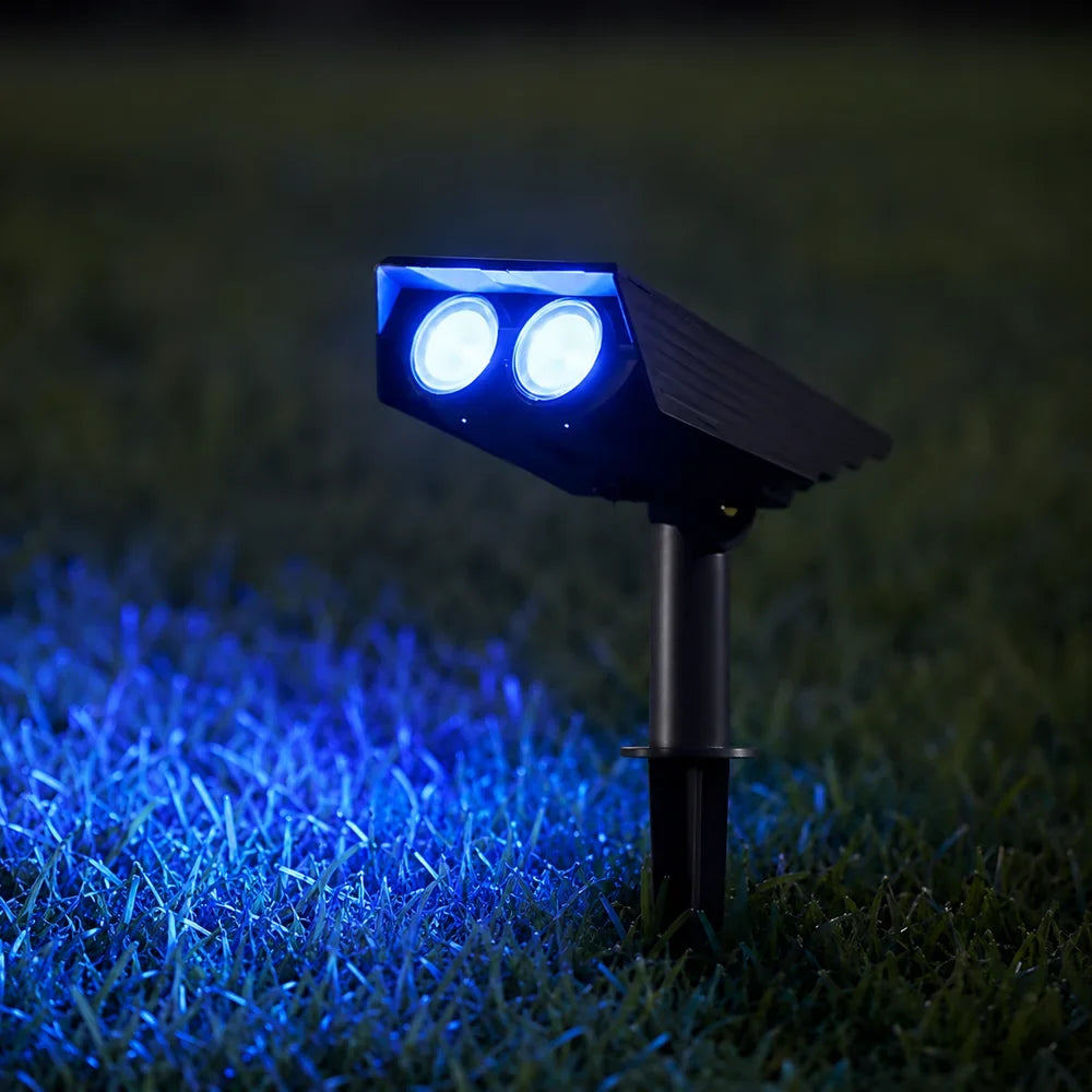 Solarbetriebene LED-Gartenstrahler im Set mit verstellbarer Linse, IP65-wasserdichte Außenbeleuchtung für Garten, Rasen und Terrasse | Sansoti