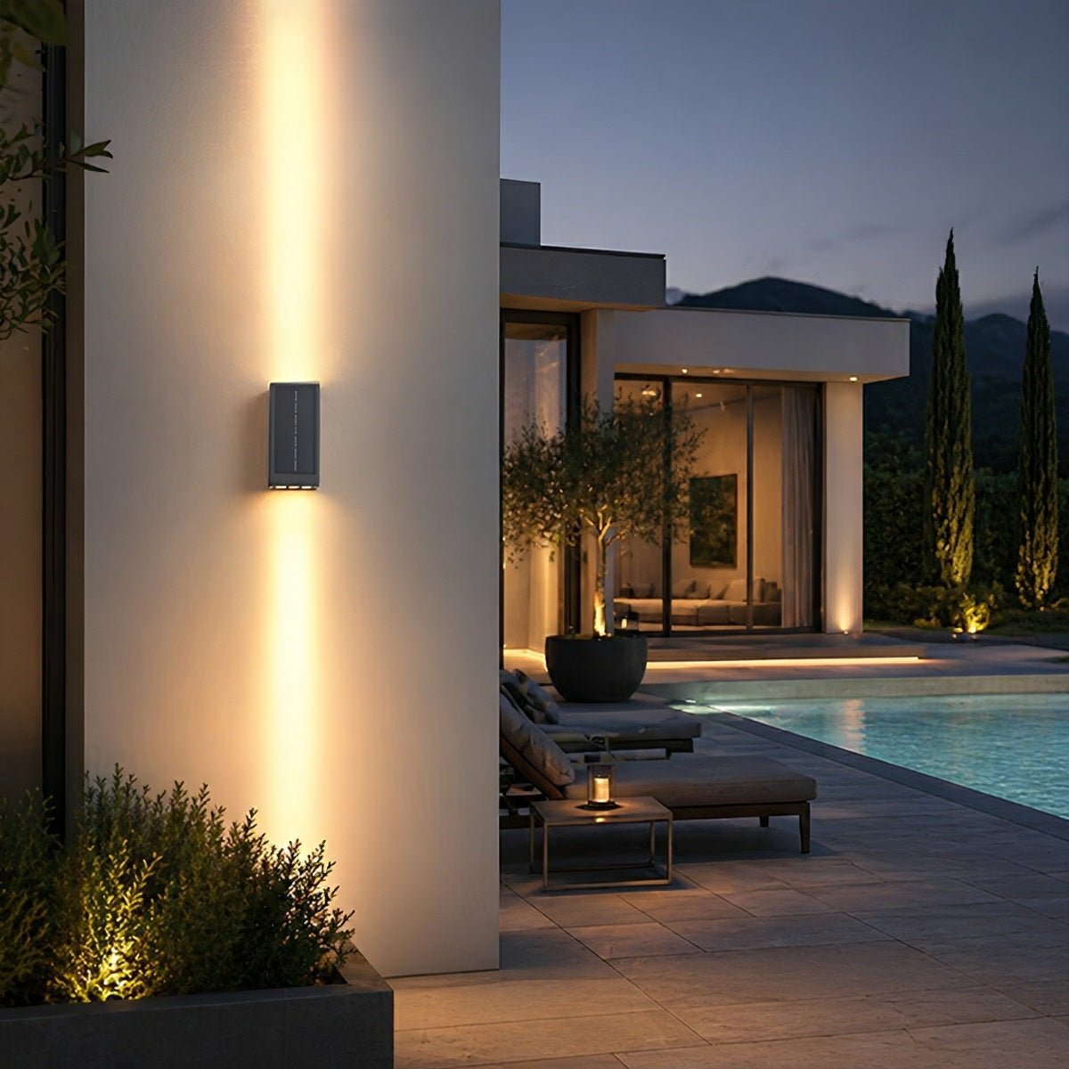 Waterproof LED Outdoor Wall Light Aluminum Glass Black 3000K Warm Light Garden & Courtyard | Sansoti