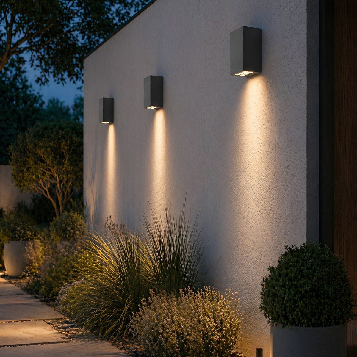 Waterproof LED Outdoor Wall Light Aluminum Glass Black 3000K Warm Light Garden & Courtyard | Sansoti