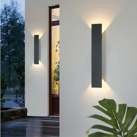 Applique murale LED en aluminium, étanche, éclairage extérieur, noire et blanche, lampe de terrasse, éclairage de façade et de jardin | Sansoti