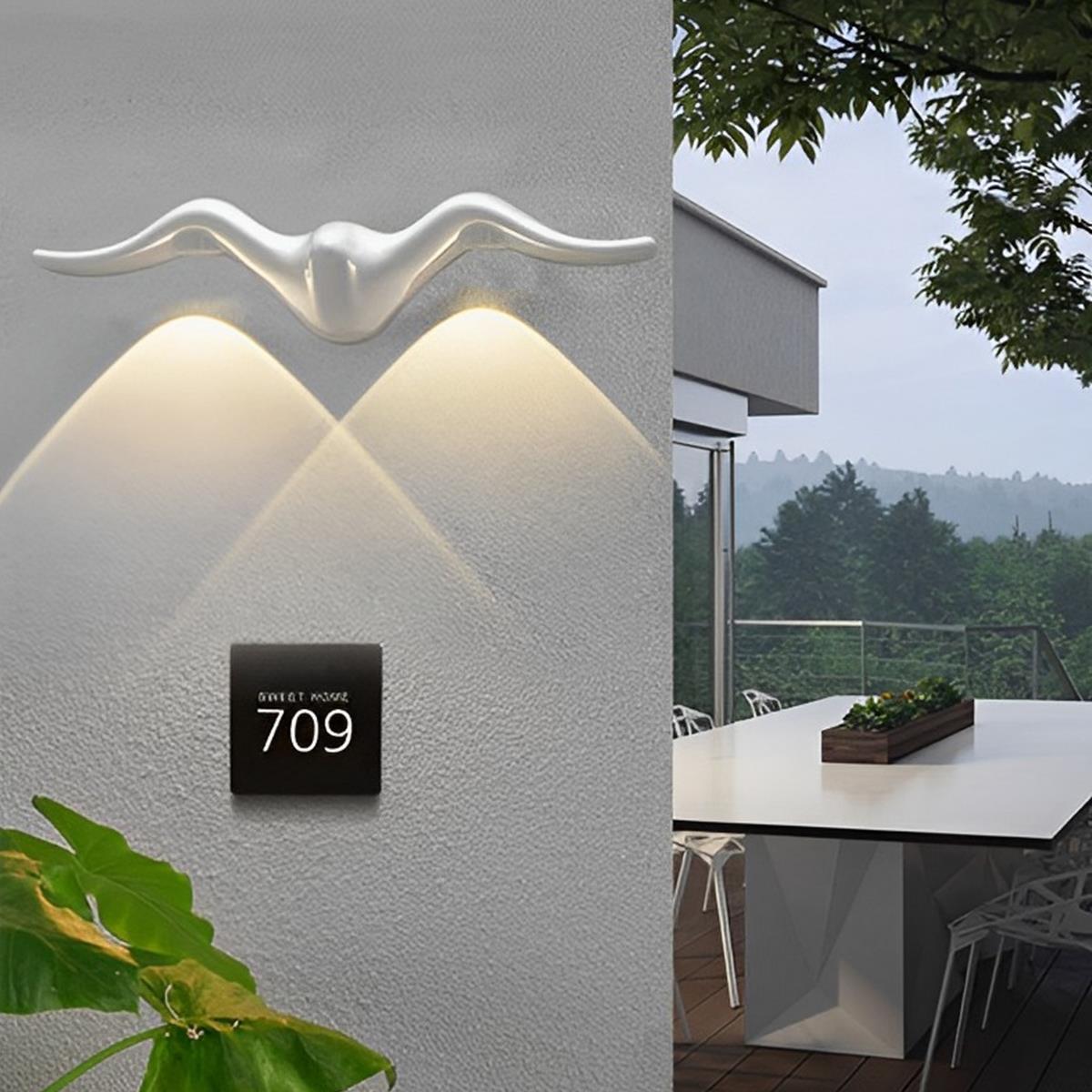 Kinkiet zewnętrzny LED z motywem zwierząt: motyl, mewa, rozgwiazda, aluminiowy, wodoodporny IP65, oświetlenie ogrodu i tarasu | Sansoti