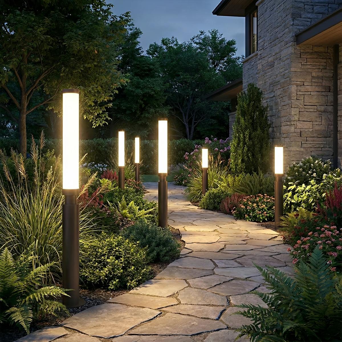 Lampa ogrodowa stojąca cylindryczna z czarnego aluminium IP55 61-200 cm - oświetlenie zewnętrzne, tarasowe i ścieżkowe | Sansoti