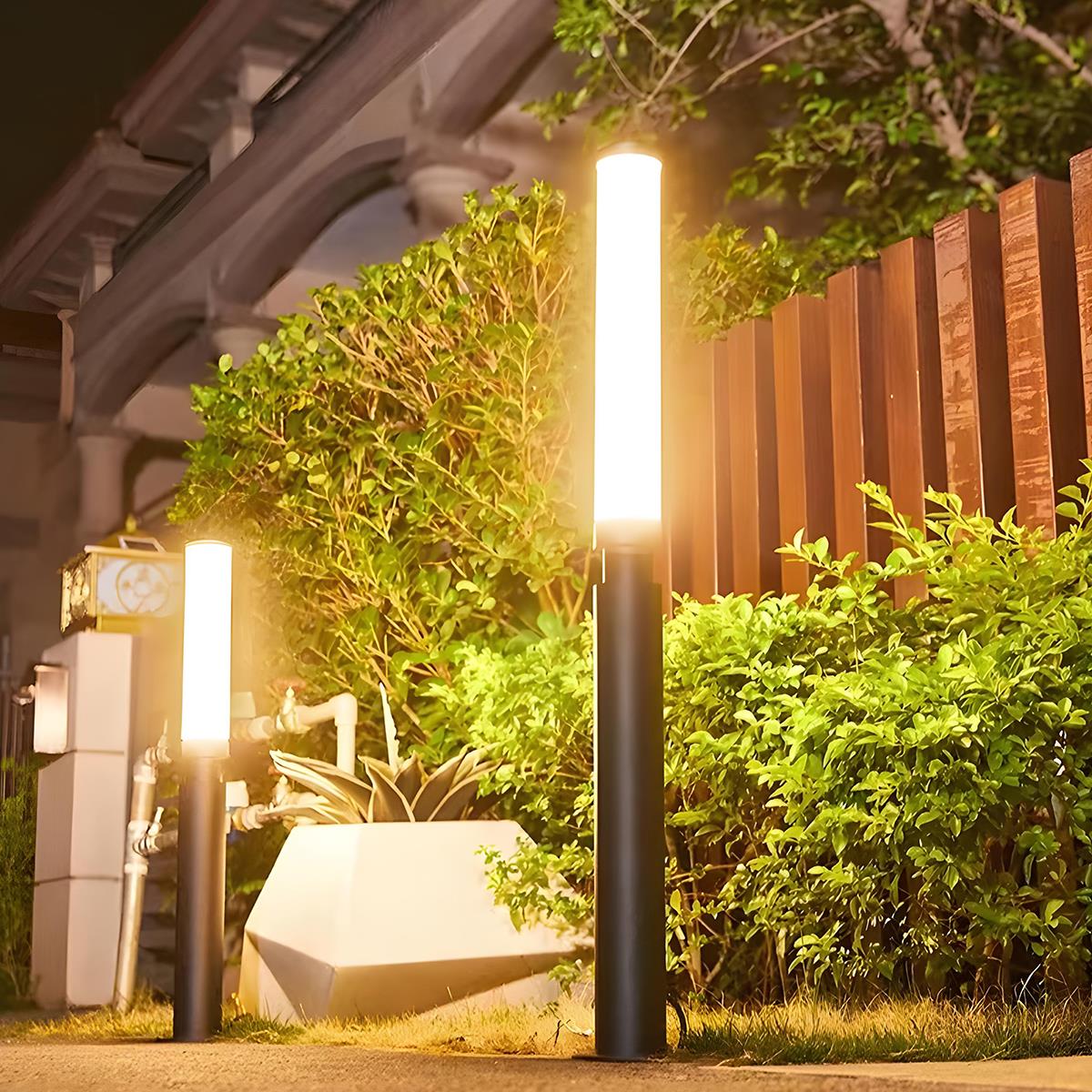 Gartenpfosten Lampe Aluminium Schwarz 6W IP55 Gartenweg Beleuchtung Stehende Außenlampe Sockel Pfostenbeleuchtung Einfahrt Innenhof | Restfield