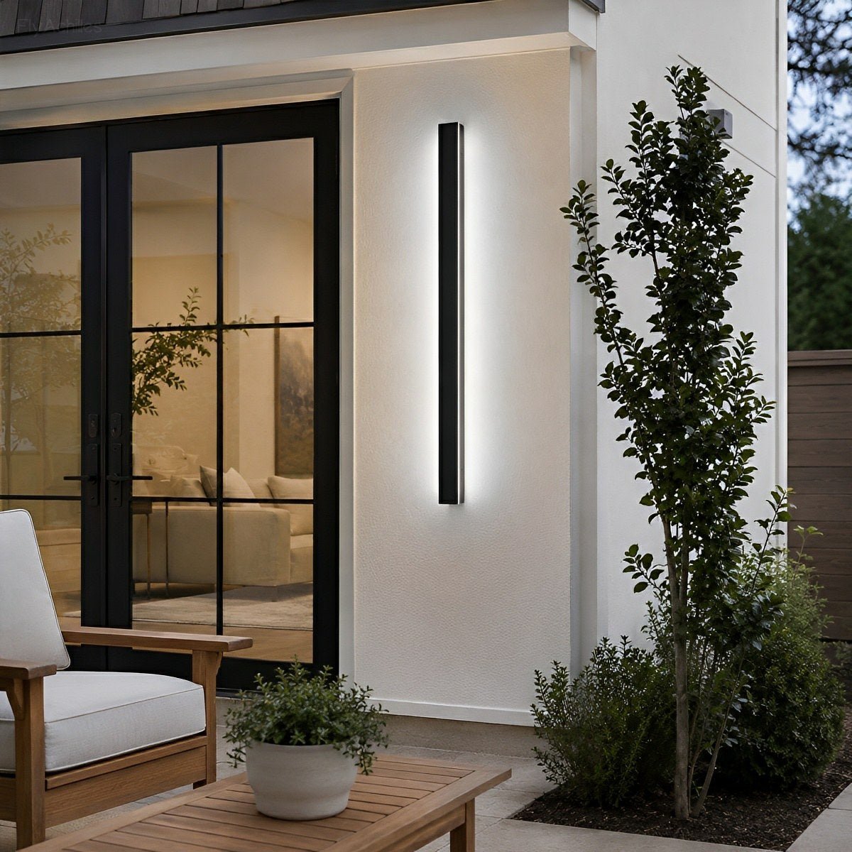 Waterproof black aluminum outdoor LED wall light 30-150cm for garden, terrace, entrance, front door, and facade lighting | Sansoti