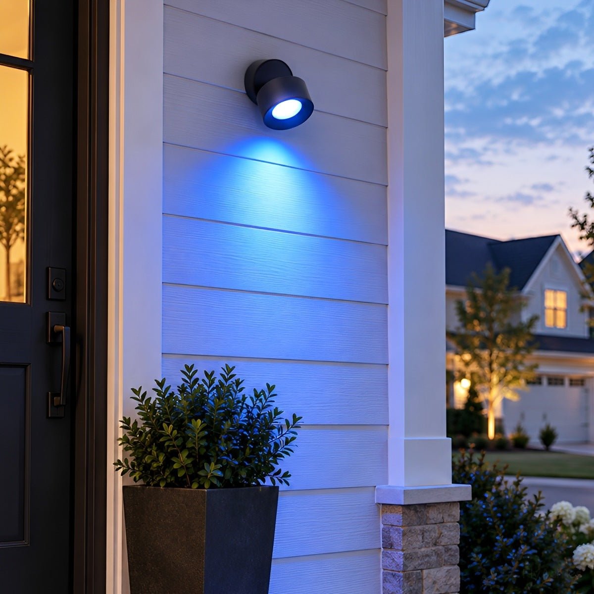Applique murale extérieure LED réglable ronde noire étanche IP65, éclairage pour véranda, jardin et terrasse, orientable à 360° | Sansoti