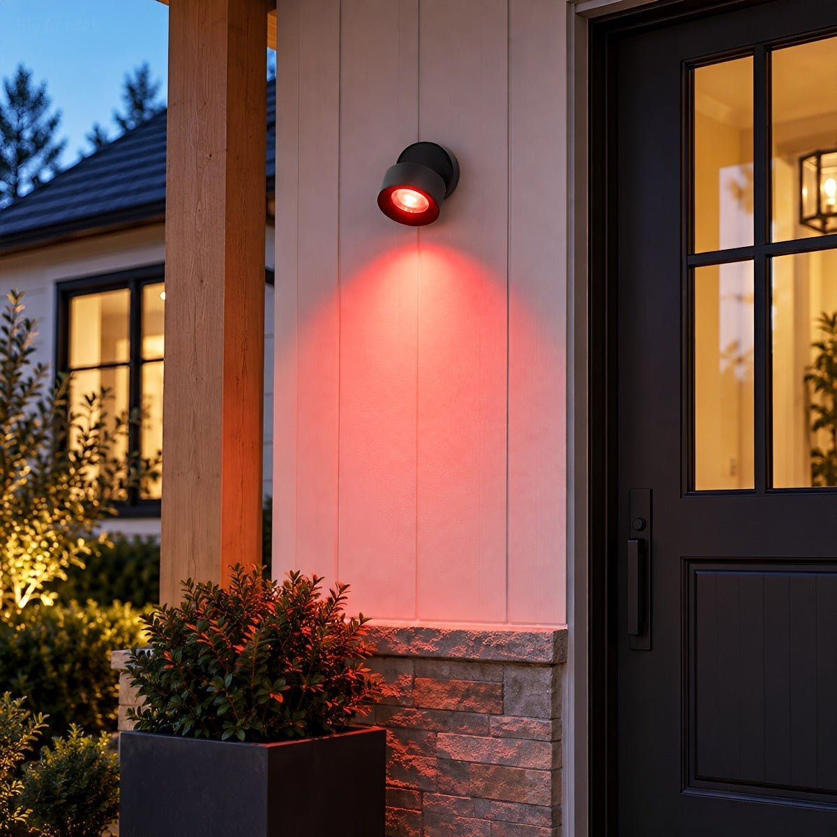 Applique murale extérieure LED réglable ronde noire étanche IP65, éclairage pour véranda, jardin et terrasse, orientable à 360° | Sansoti