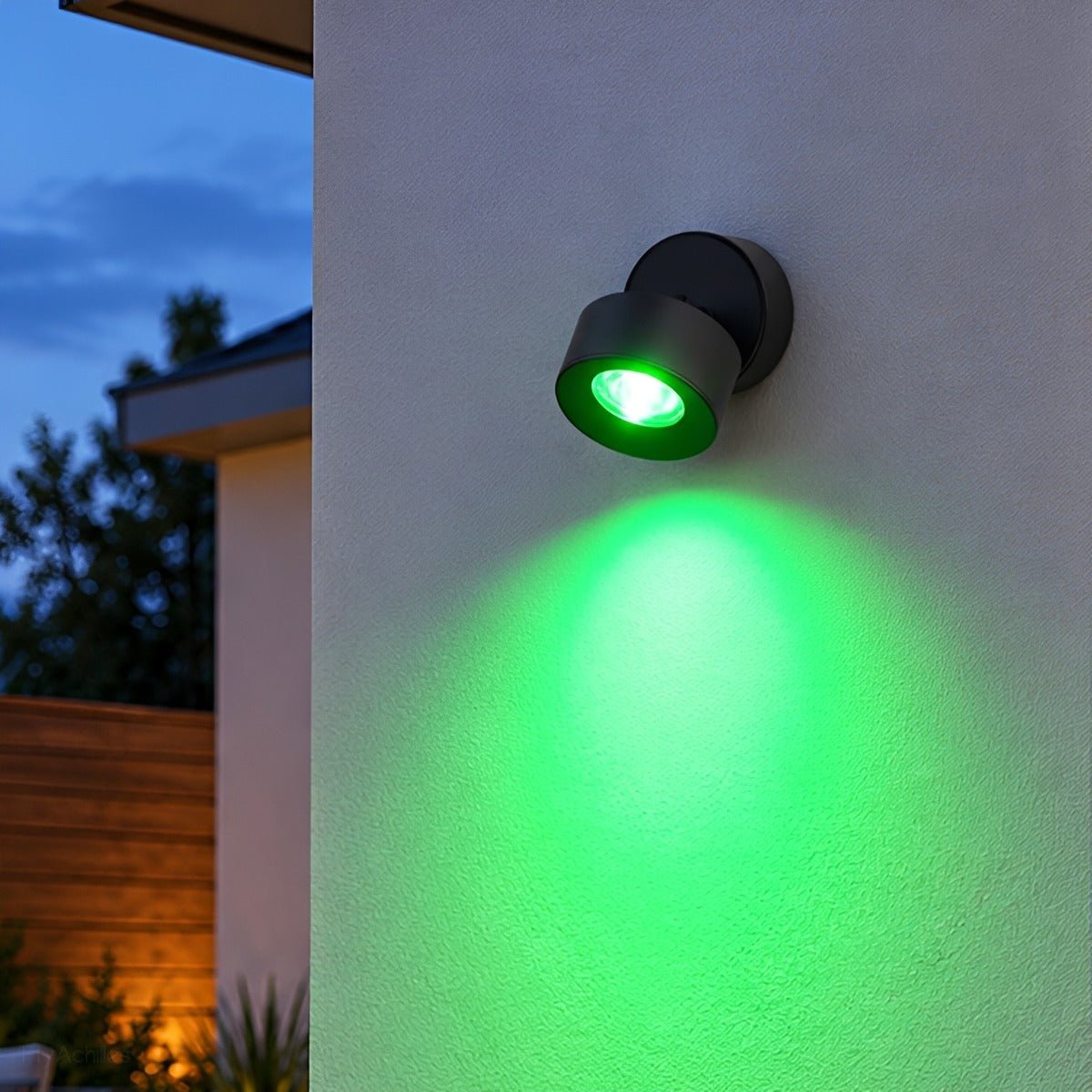 Applique murale extérieure LED réglable ronde noire étanche IP65, éclairage pour véranda, jardin et terrasse, orientable à 360° | Sansoti