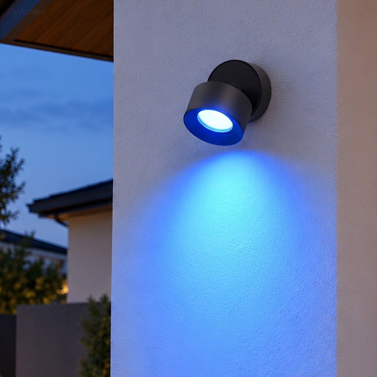 Applique murale extérieure LED réglable ronde noire étanche IP65, éclairage pour véranda, jardin et terrasse, orientable à 360° | Sansoti
