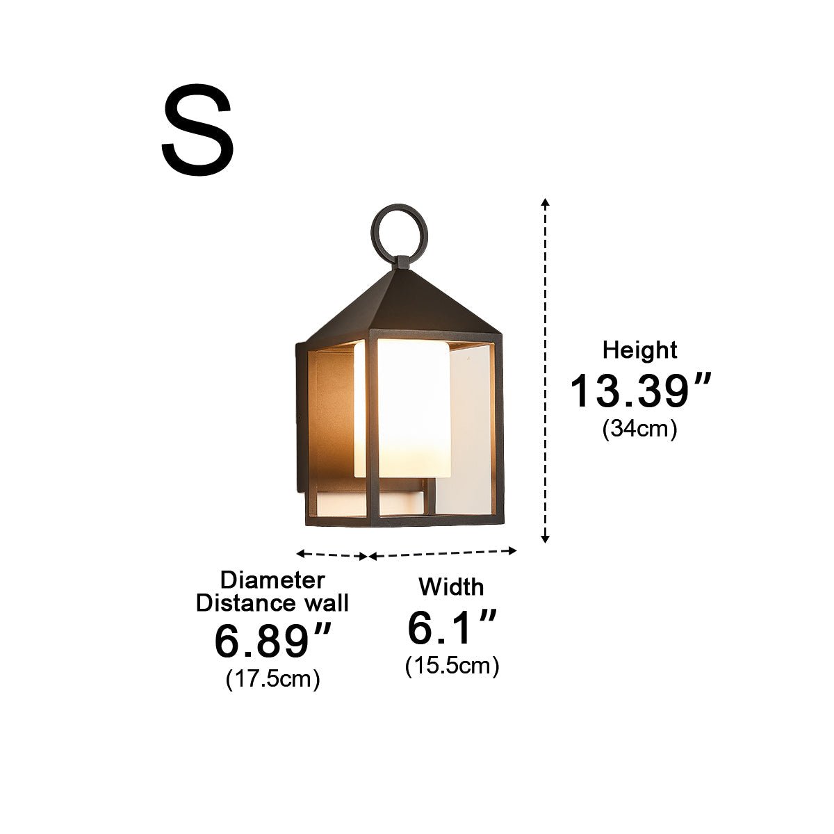 Applique murale extérieure LED Lanterne Noir Aluminium Verre IP65 Étanche Éclairage d’ambiance pour véranda et jardin Éclairage extérieur | Sansoti