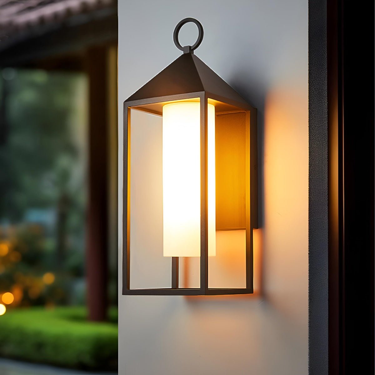 Applique murale extérieure LED Lanterne Noir Aluminium Verre IP65 Étanche Éclairage d’ambiance pour véranda et jardin Éclairage extérieur | Sansoti
