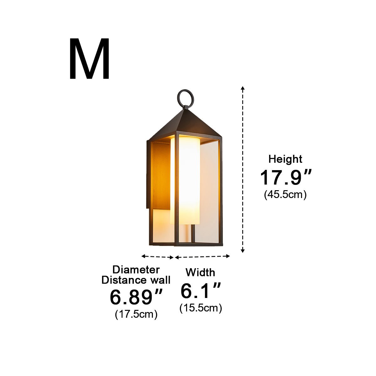 Applique murale extérieure LED Lanterne Noir Aluminium Verre IP65 Étanche Éclairage d’ambiance pour véranda et jardin Éclairage extérieur | Sansoti