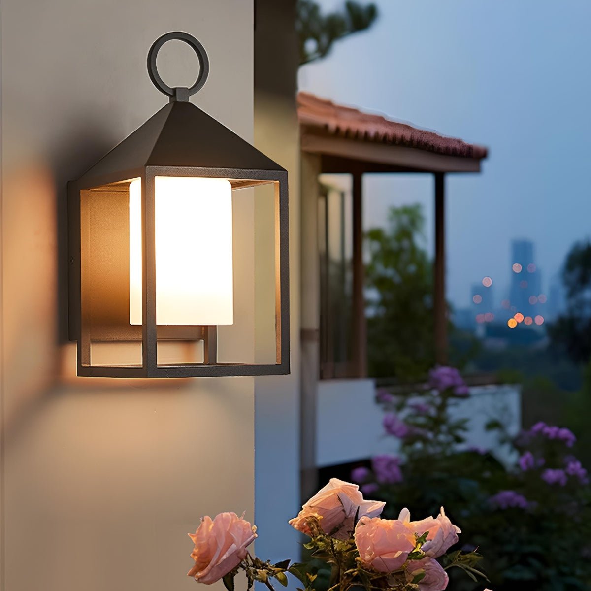 Applique murale extérieure LED Lanterne Noir Aluminium Verre IP65 Étanche Éclairage d’ambiance pour véranda et jardin Éclairage extérieur | Sansoti