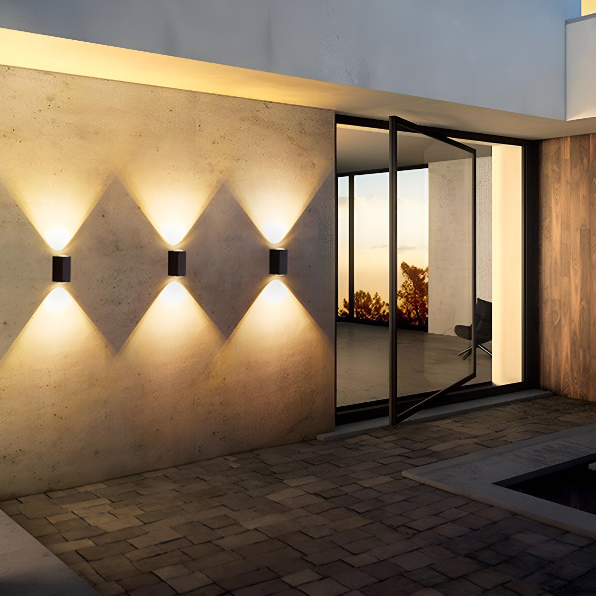 Außenwandleuchte LED Up Down Aluminium Schwarz IP65 Fassade Terrasse Veranda Warmweiß 3000K Wandspot Außenbeleuchtung Modern Stimmungslicht | Restfield