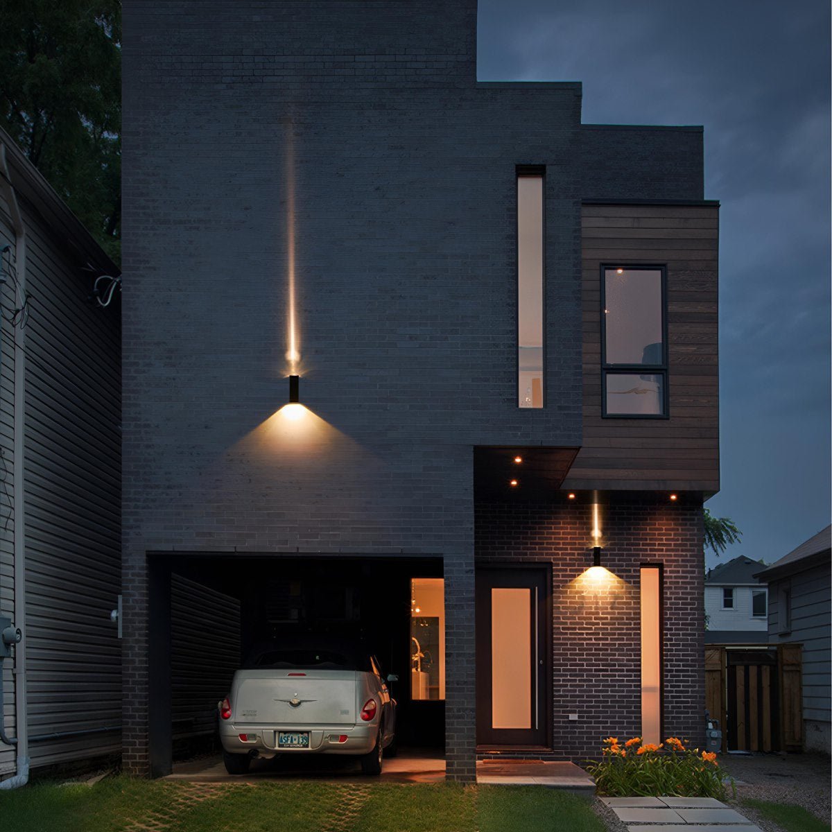 Außenwandleuchte LED Up Down Aluminium Schwarz IP65 Fassade Terrasse Veranda Warmweiß 3000K Wandspot Außenbeleuchtung Modern Stimmungslicht | Restfield