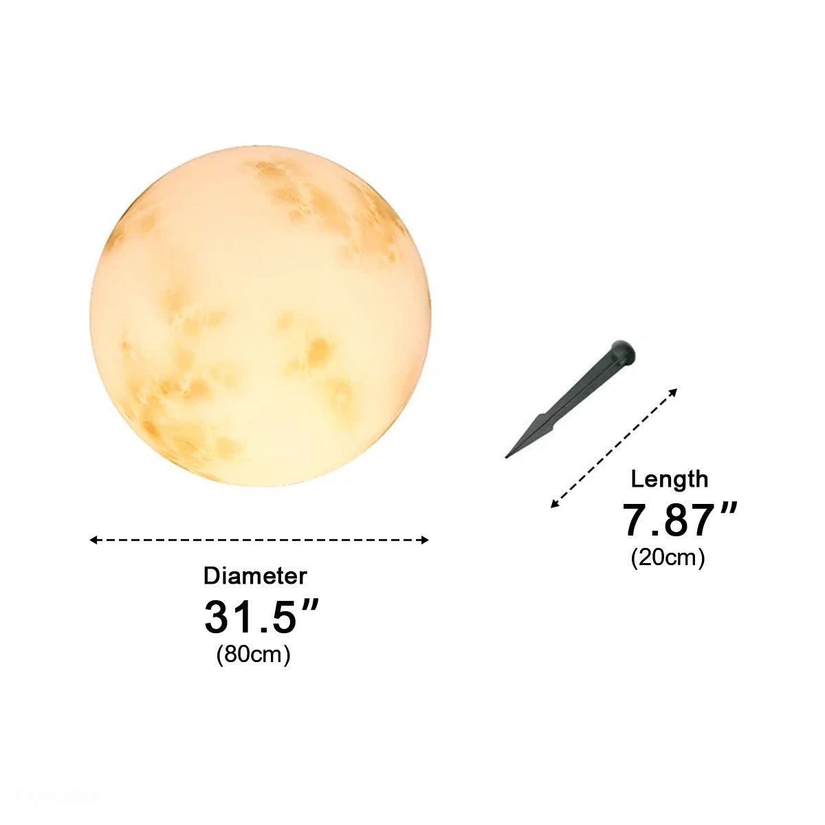 Spherical Solar-Powered Garden Light with Moon Relief, Waterproof IP67, for Garden Paths, Terraces, Lawns, and Driveways | Sansoti