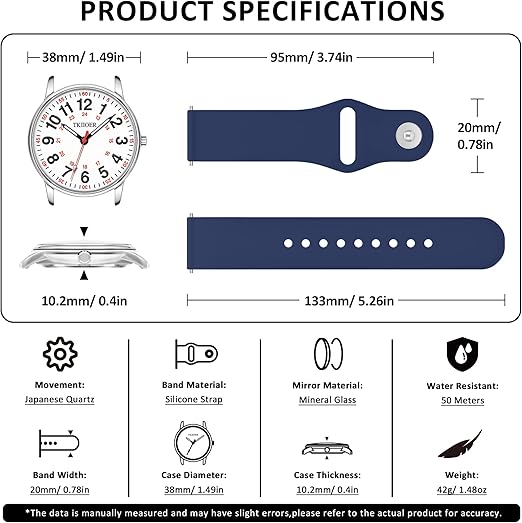 Waterdicht Verpleegkundige Horloge met Clip – 12/24-uurs Tijdweergave en Lichtgevende Wijzerplaat | Sansoti