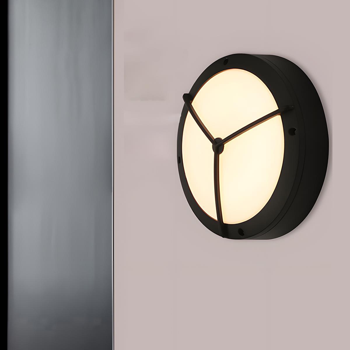 LED Outdoor Round Wall Light Waterproof IP56 Aluminum Minimalist Black White for Veranda Garden Patio | Sansoti