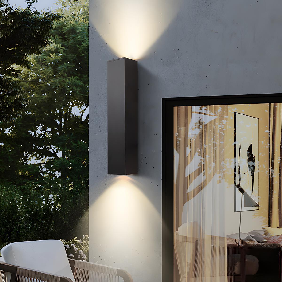 Rectangular outdoor wall light LED waterproof black aluminum outdoor lighting garden light modern facade light | Sansoti