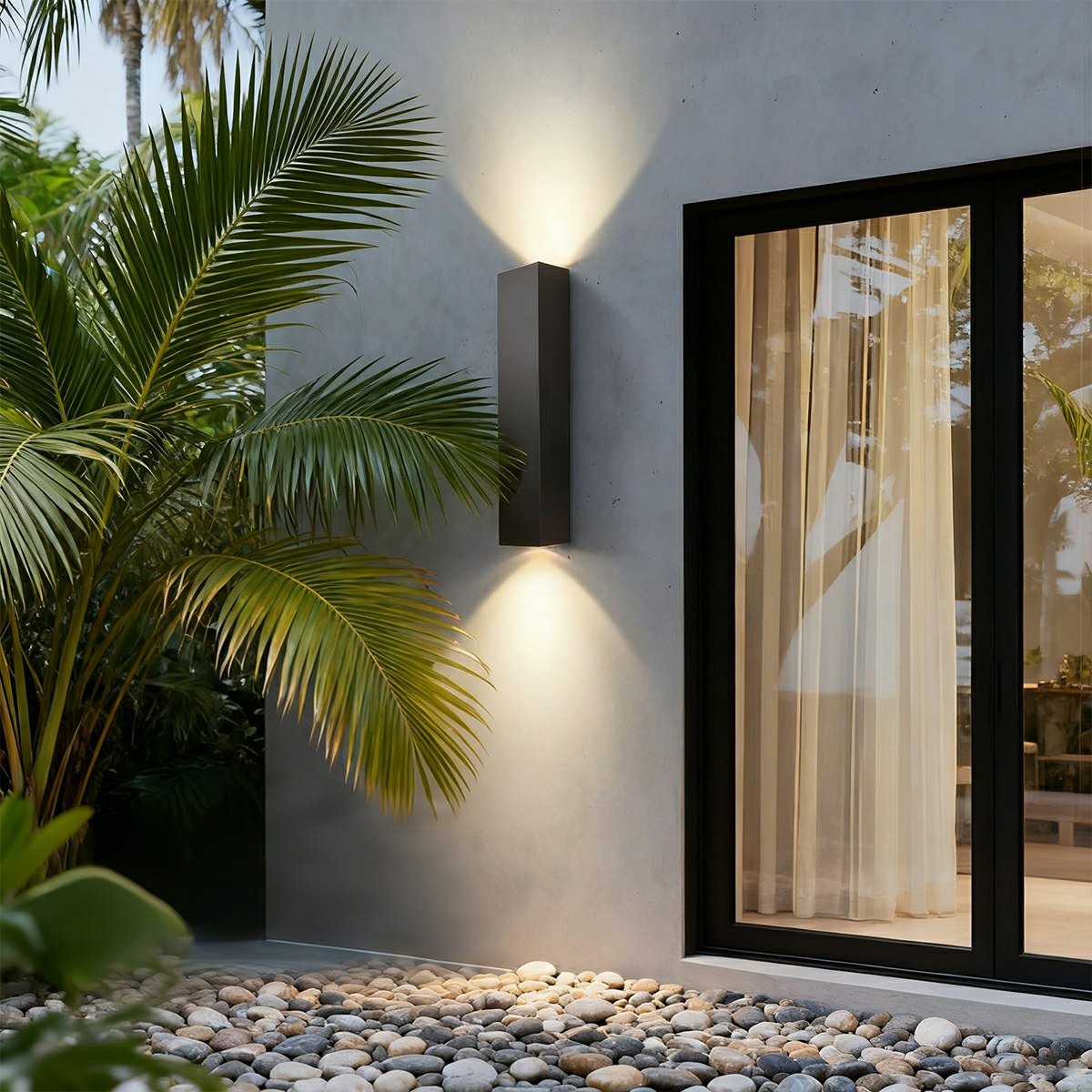 Rectangular outdoor wall light LED waterproof black aluminum outdoor lighting garden light modern facade light | Sansoti