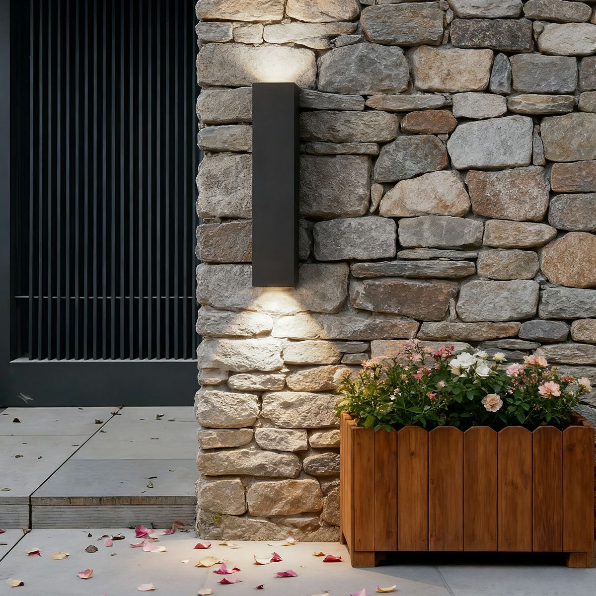 Rectangular outdoor wall light LED waterproof black aluminum outdoor lighting garden light modern facade light | Sansoti
