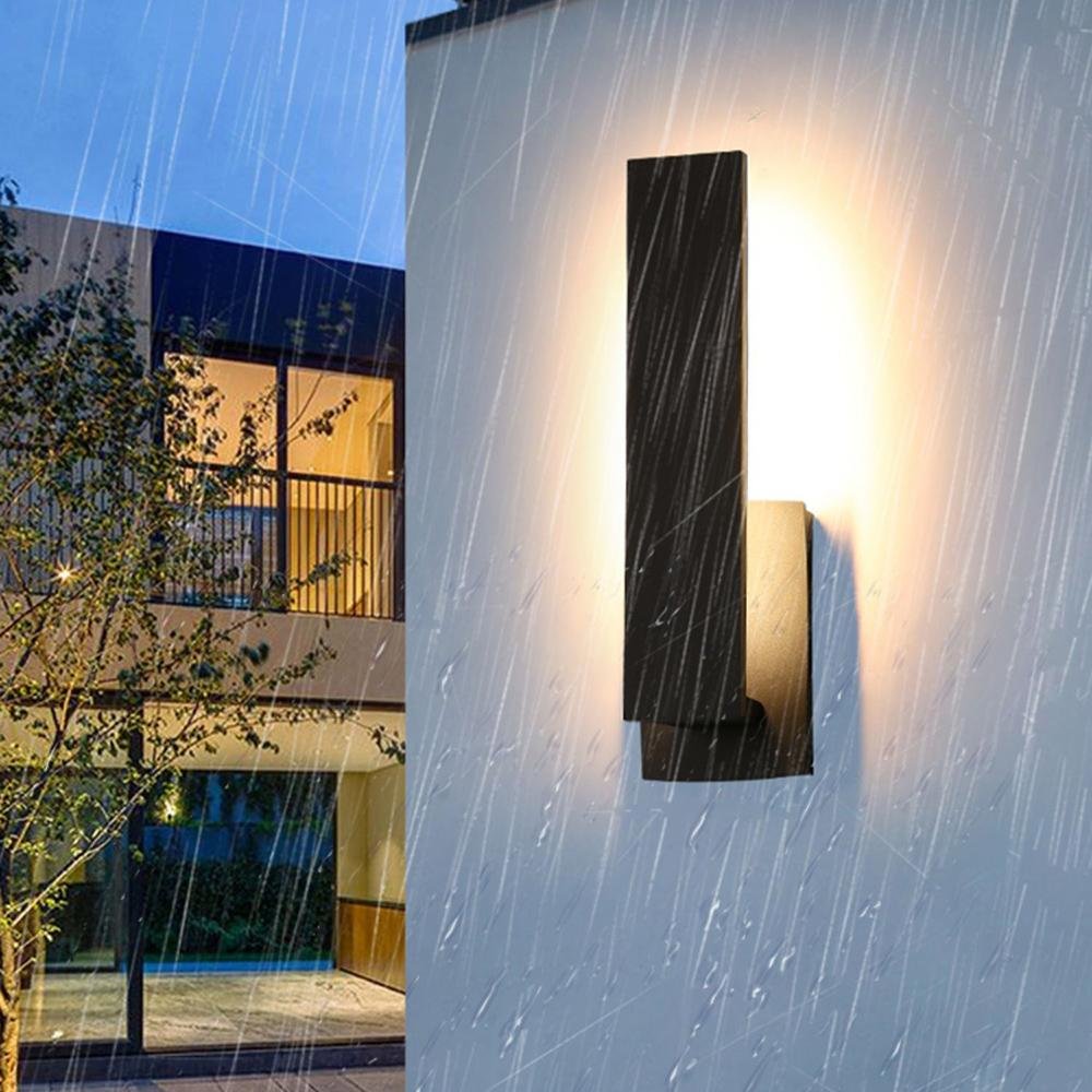 Außenwandleuchte LED Aluminium Schwarz Rechteck IP54 Fassade Haustür Terrasse 8W 12W Warmweiß 3000K Wandleuchte Außen Modern Minimalistisch | Restfield