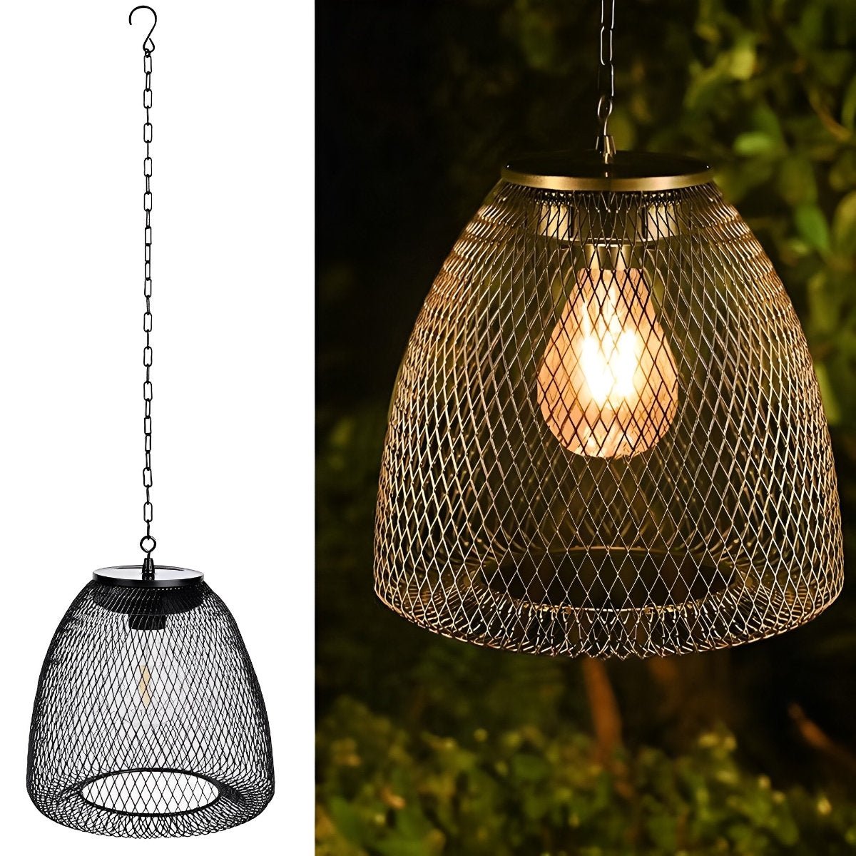 Lanterne extérieure suspendue solaire en forme de cloche, étanche IP44, éclairage LED de jardin pour terrasse, véranda et jardin | Sansoti