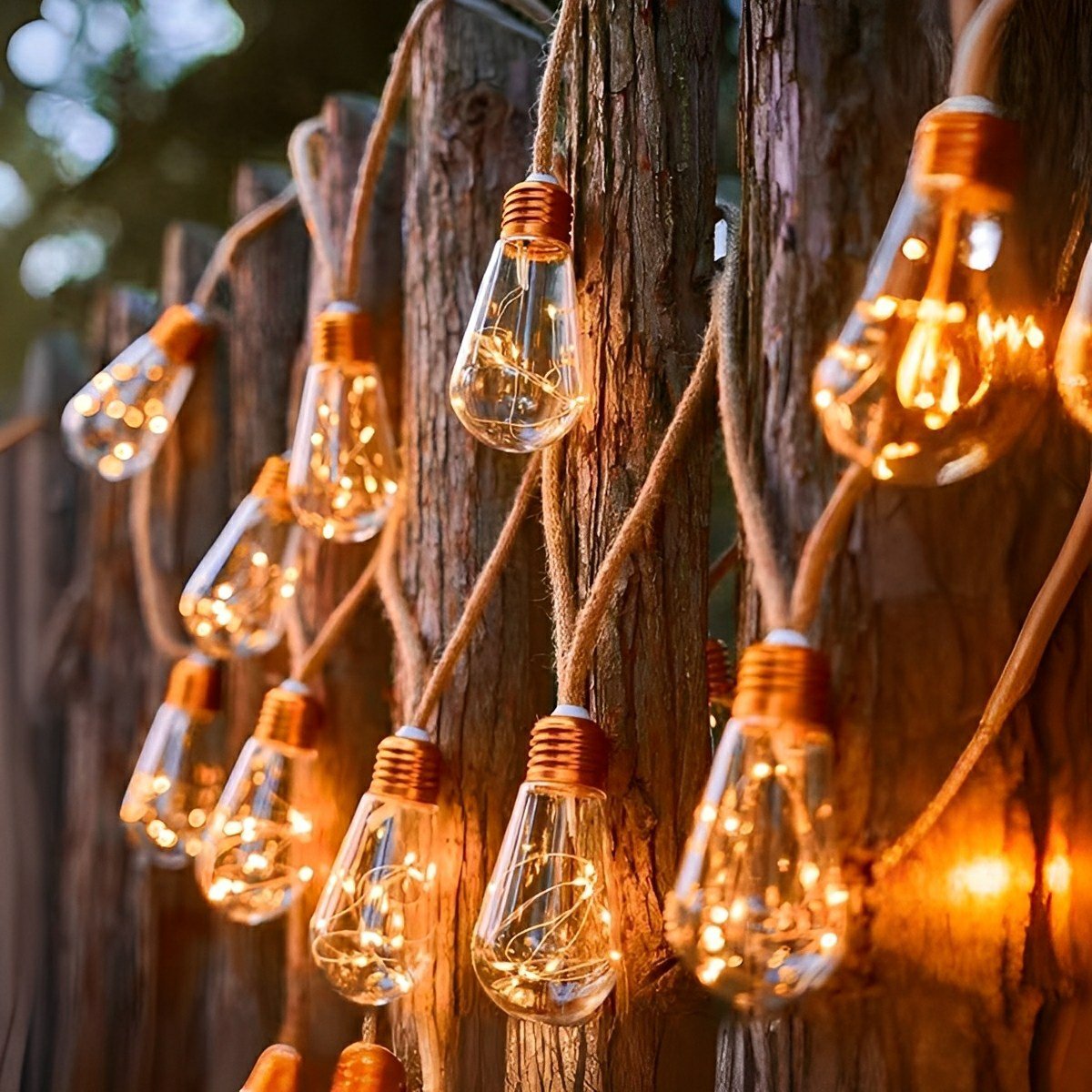 Lichtsnoer Edison Peertjes Solar 20 LED Warm Wit Buiten Tuin Terras Vintage Sfeerverlichting Retro Hanglampen Feestverlichting Zonne-energie | Sansoti