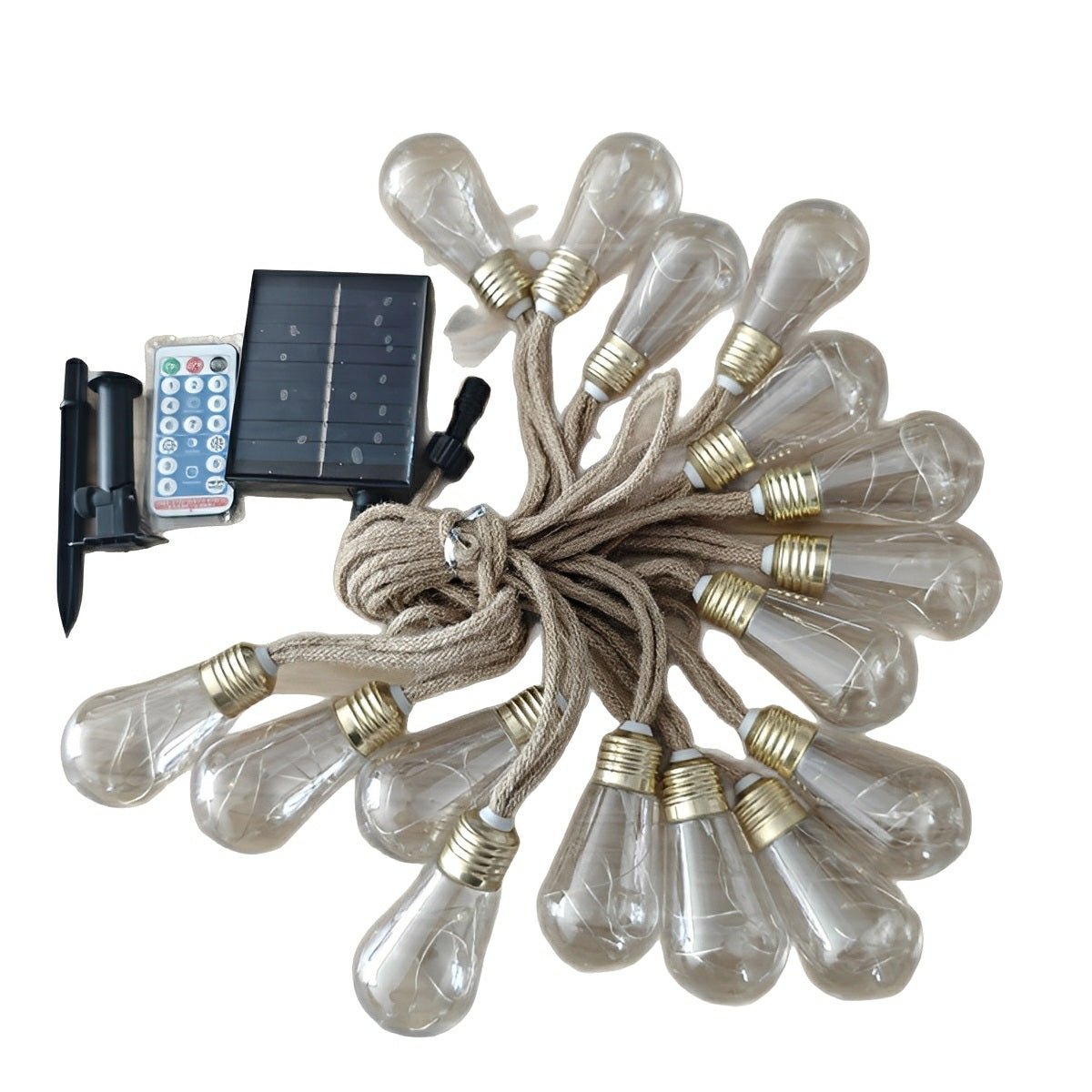 Lichtsnoer Edison Peertjes Solar 20 LED Warm Wit Buiten Tuin Terras Vintage Sfeerverlichting Retro Hanglampen Feestverlichting Zonne-energie | Sansoti
