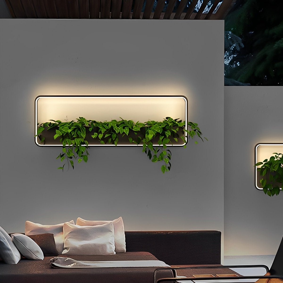 Outdoor Wall Light with Integrated Planter Solar-Powered LED Black Waterproof Garden Lighting Patio | Sansoti