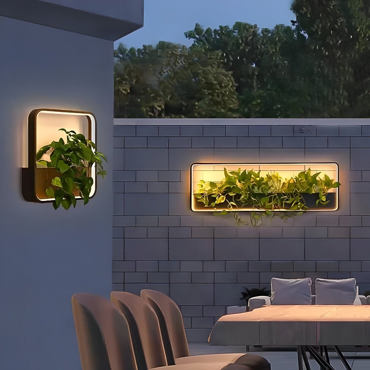 Outdoor Wall Light with Integrated Planter Solar-Powered LED Black Waterproof Garden Lighting Patio | Sansoti