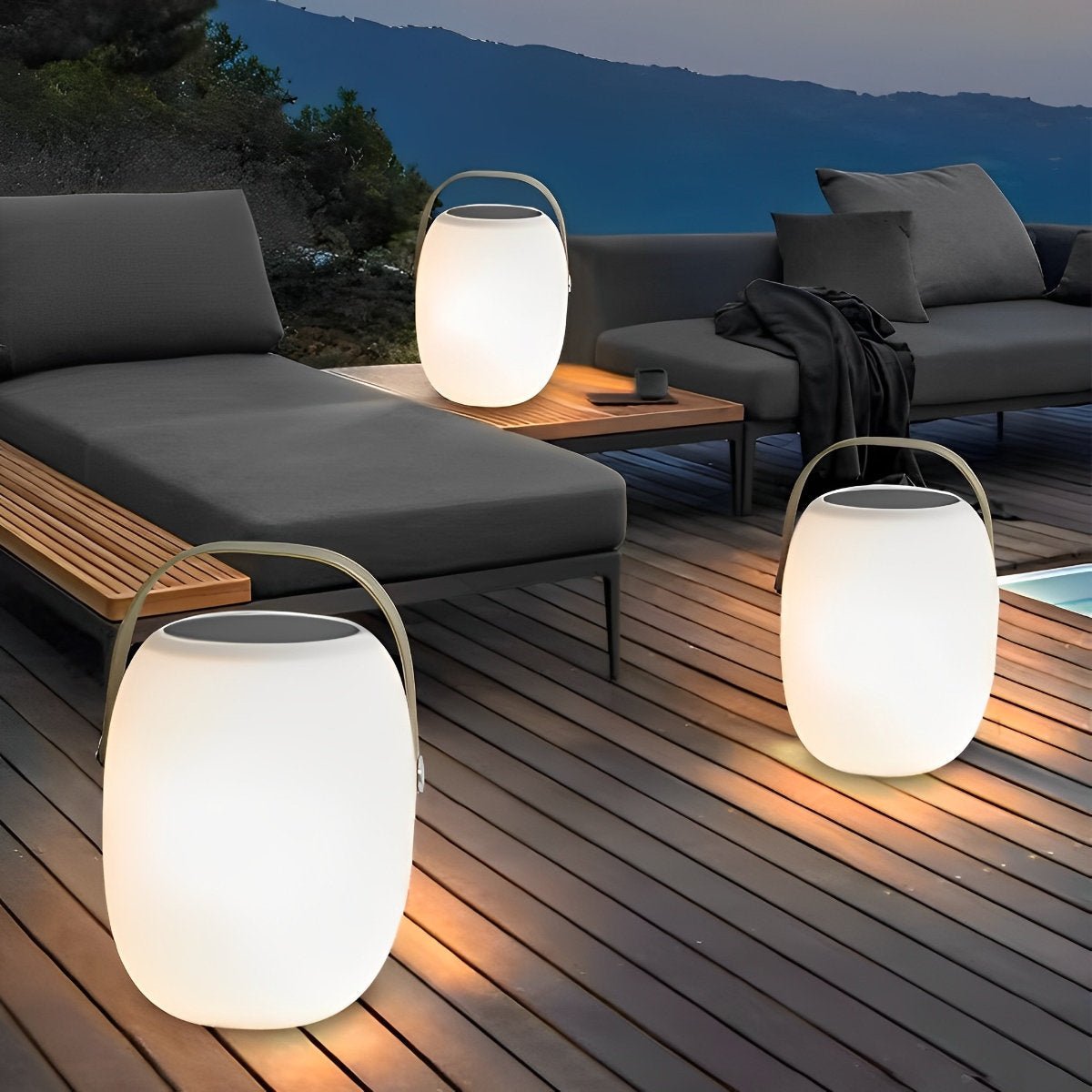Tafellamp Buiten Draagbaar Solar LED Wit Tuin Terras PE Hengsel Warmwit 3000K Oplaadbaar Lantaarn Sfeerverlichting Camping Balkon | Sansoti