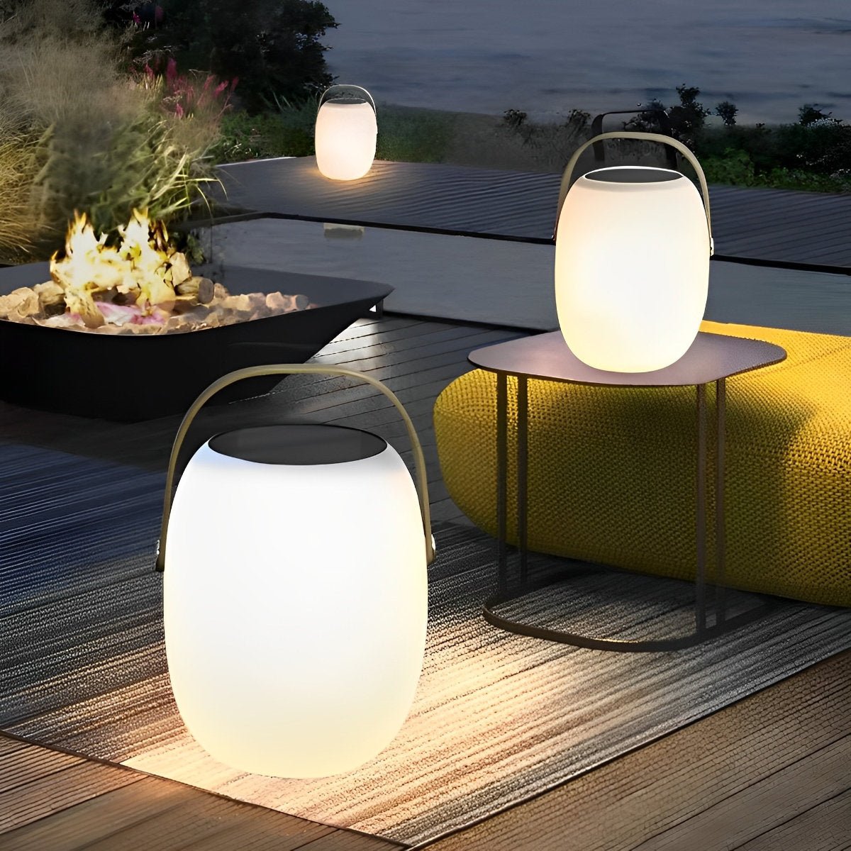 Tafellamp Buiten Draagbaar Solar LED Wit Tuin Terras PE Hengsel Warmwit 3000K Oplaadbaar Lantaarn Sfeerverlichting Camping Balkon | Sansoti