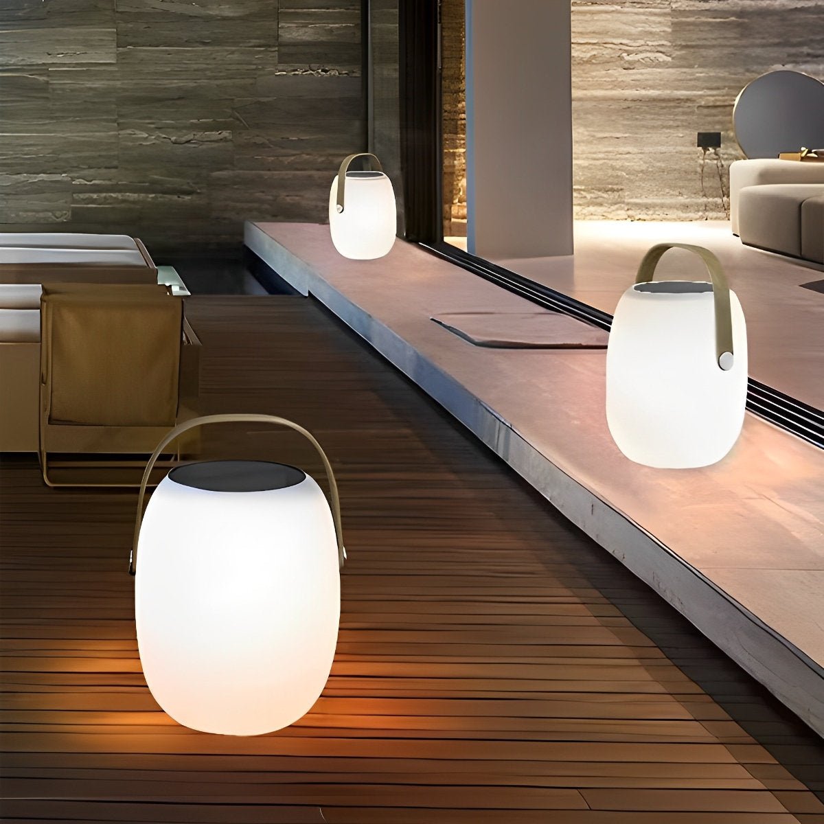 Tafellamp Buiten Draagbaar Solar LED Wit Tuin Terras PE Hengsel Warmwit 3000K Oplaadbaar Lantaarn Sfeerverlichting Camping Balkon | Sansoti