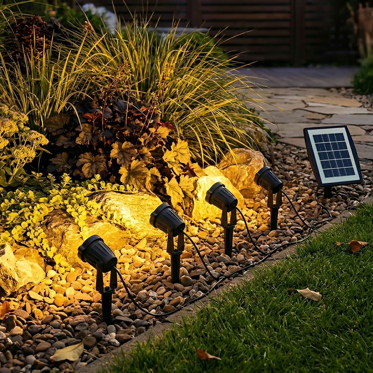 Tuinspot Zonne-energie LED 3W Zwart IP65 Tuin Gazon Prikspot Oprit Boomverlichting Buitenspot Solar | Sansoti