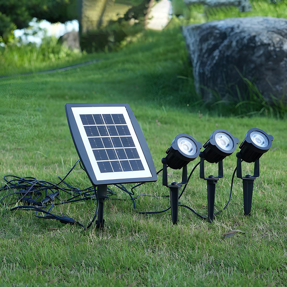 Tuinspot Zonne-energie LED 3W Zwart IP65 Tuin Gazon Prikspot Oprit Boomverlichting Buitenspot Solar | Sansoti