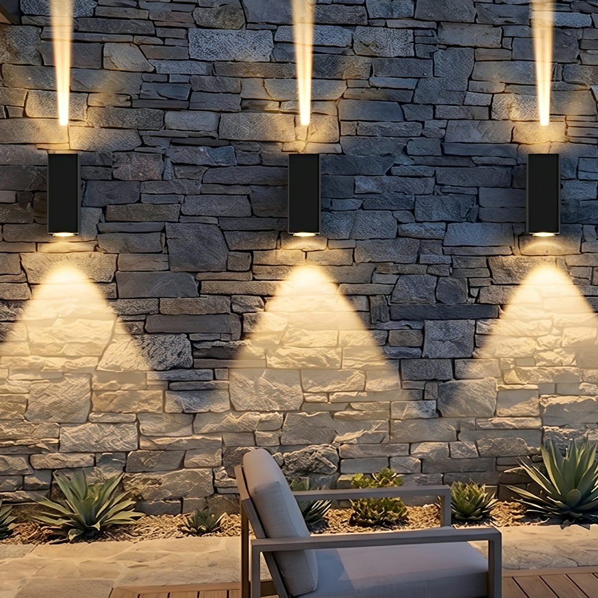 Applique murale en aluminium à LED pour extérieur IP65 étanche, blanc chaud, blanc froid, double direction d'éclairage, éclairage de jardin | Sansoti