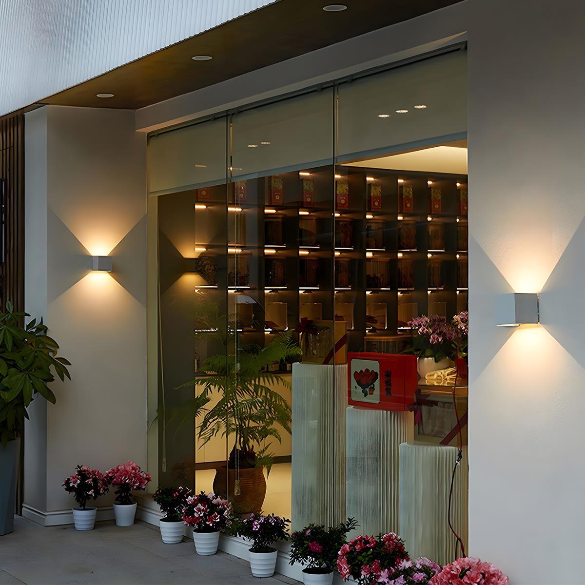 Außen LED Wandleuchte Kubus Aluminium Schwarz 12W IP65 Auf- und Abwärtsbeleuchtung Fassade Aufbau Gartenbeleuchtung Außenwandleuchte Modern Minimalistisch | Restfield