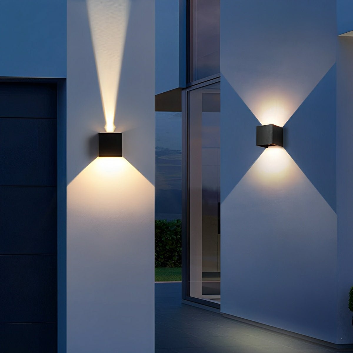 Außen LED Wandleuchte Kubus Aluminium Schwarz 12W IP65 Auf- und Abwärtsbeleuchtung Fassade Aufbau Gartenbeleuchtung Außenwandleuchte Modern Minimalistisch | Restfield