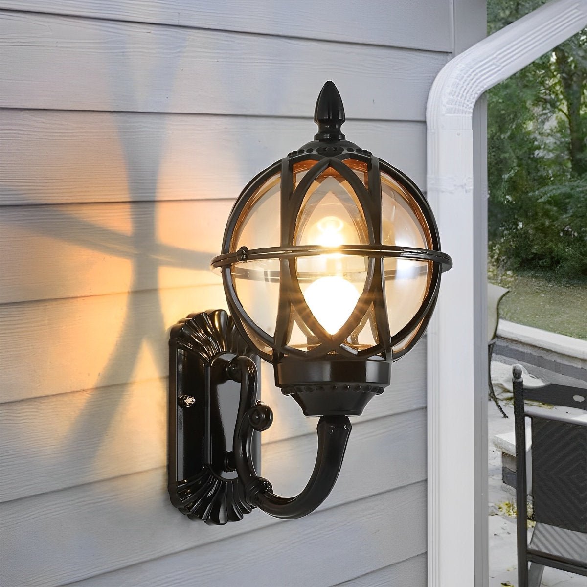 Vintage'owa lampa zewnętrzna, odporne na warunki atmosferyczne aluminium, kinkiet-latarnia E27, nostalgiczne oświetlenie, ogród, wejście, balkon, taras | Sansoti