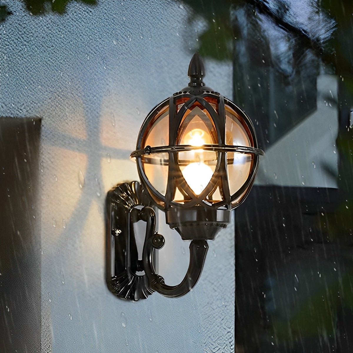 Vintage'owa lampa zewnętrzna, odporne na warunki atmosferyczne aluminium, kinkiet-latarnia E27, nostalgiczne oświetlenie, ogród, wejście, balkon, taras | Sansoti