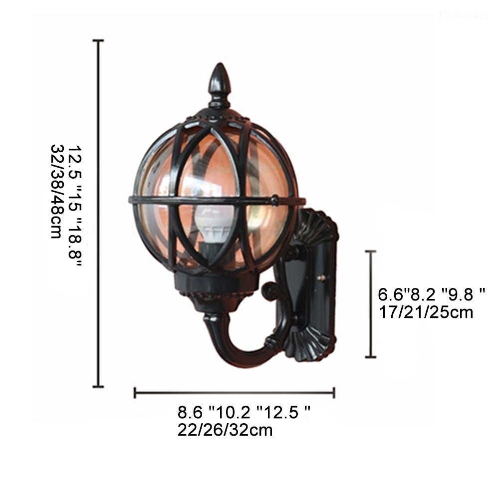 Vintage'owa lampa zewnętrzna, odporne na warunki atmosferyczne aluminium, kinkiet-latarnia E27, nostalgiczne oświetlenie, ogród, wejście, balkon, taras | Sansoti
