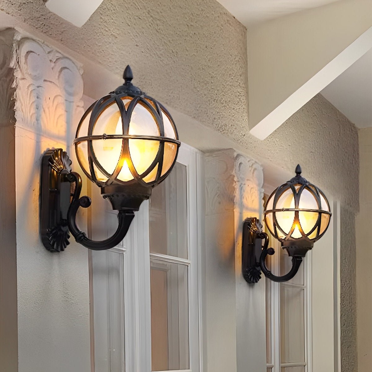 Vintage'owa lampa zewnętrzna, odporne na warunki atmosferyczne aluminium, kinkiet-latarnia E27, nostalgiczne oświetlenie, ogród, wejście, balkon, taras | Sansoti