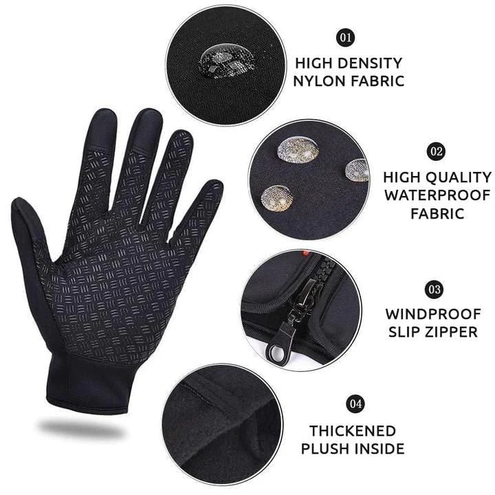 Thermohandschuhe Touchscreen Wasserdicht Fleece-Winterhandschuhe Schwarz Outdoor Warm Bequem | Sansoti