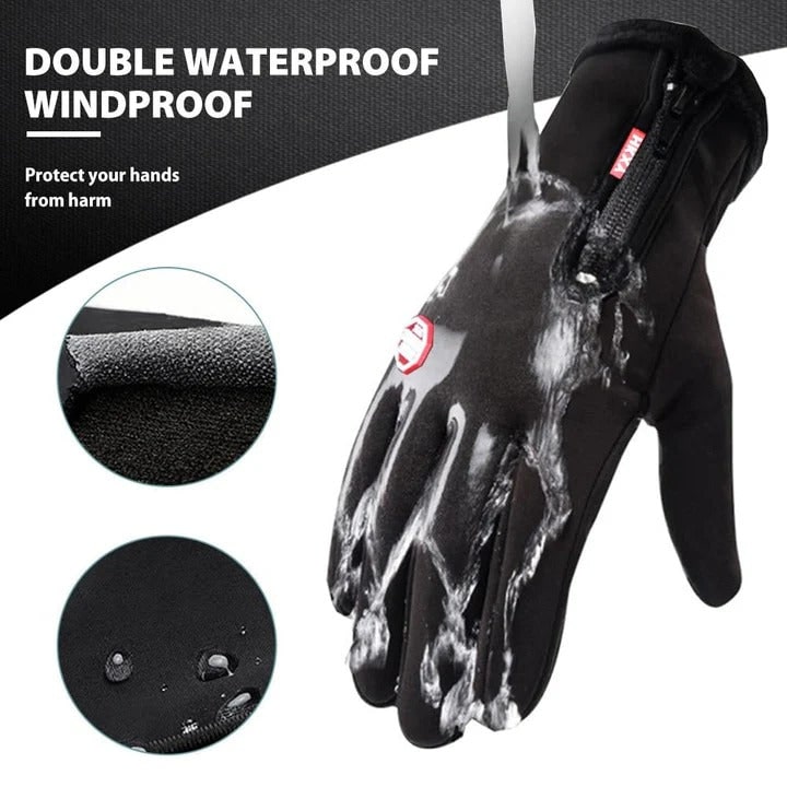 Thermohandschuhe Touchscreen Wasserdicht Fleece-Winterhandschuhe Schwarz Outdoor Warm Bequem | Sansoti