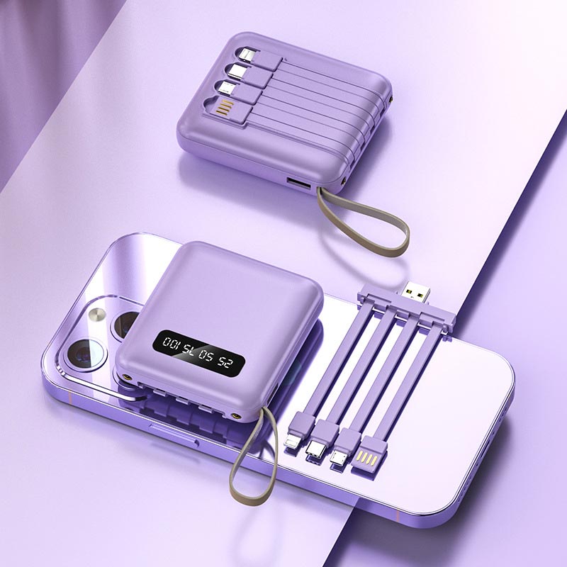 Compacte Powerbank 20000mAh Geïntegreerde Kabels LED Display Snelladen Draagbaar Mobiel Opladen Onderweg | Sansoti